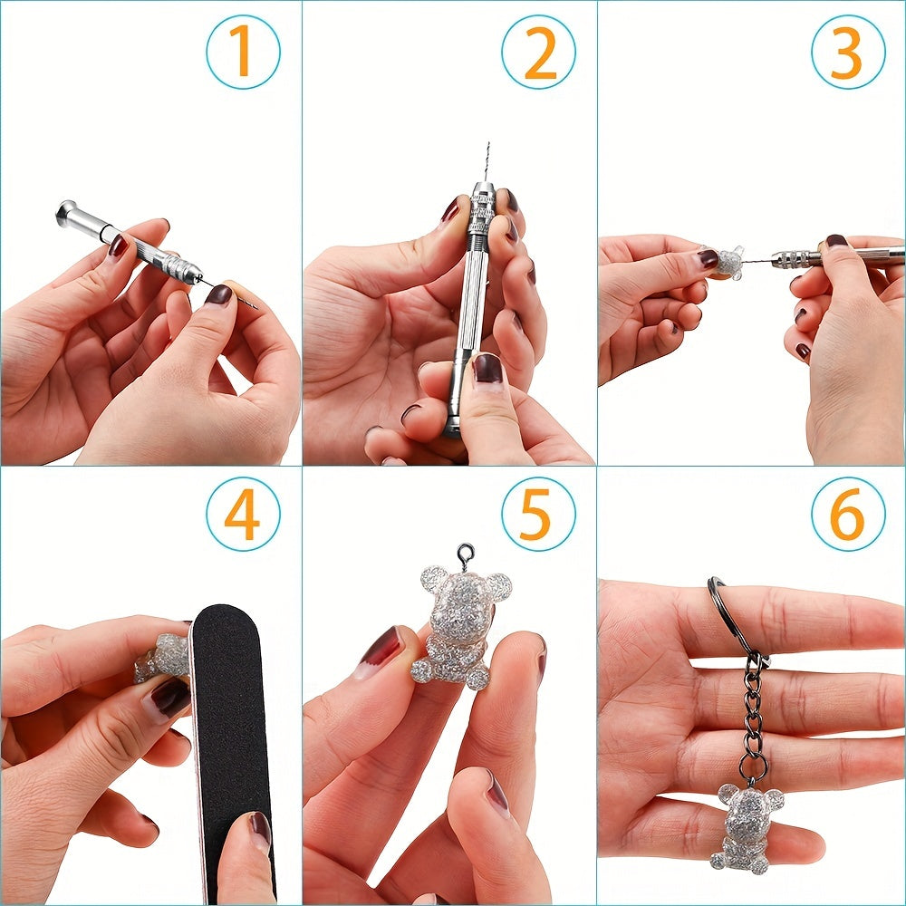 Jewelry Making Kit with Screw Eye Pins and Hand Drill Tools for Resin and Epoxy Molds