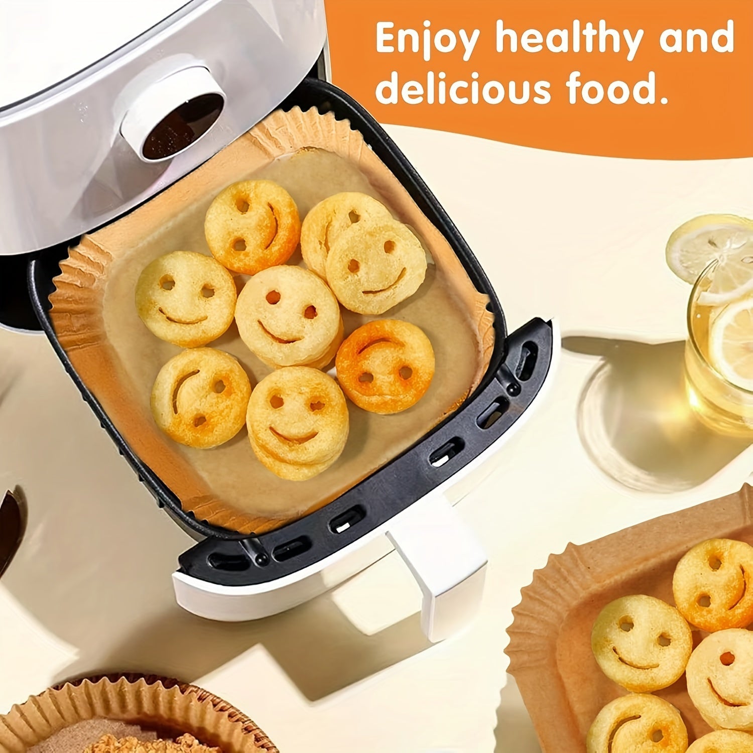 Square Air Fryer Paper Pads BPA-Free Waterproof Disposable Baking Accessories Pack of 50 100 250