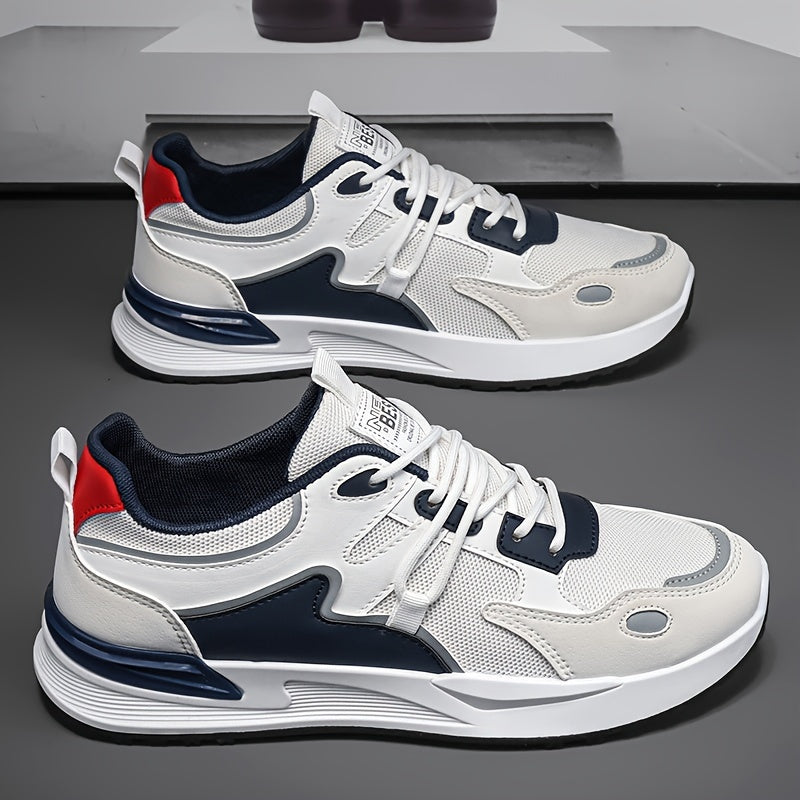 Men's Casual Running Sneakers Low Top Lace-Up PU Fabric Soft Sole All-Season