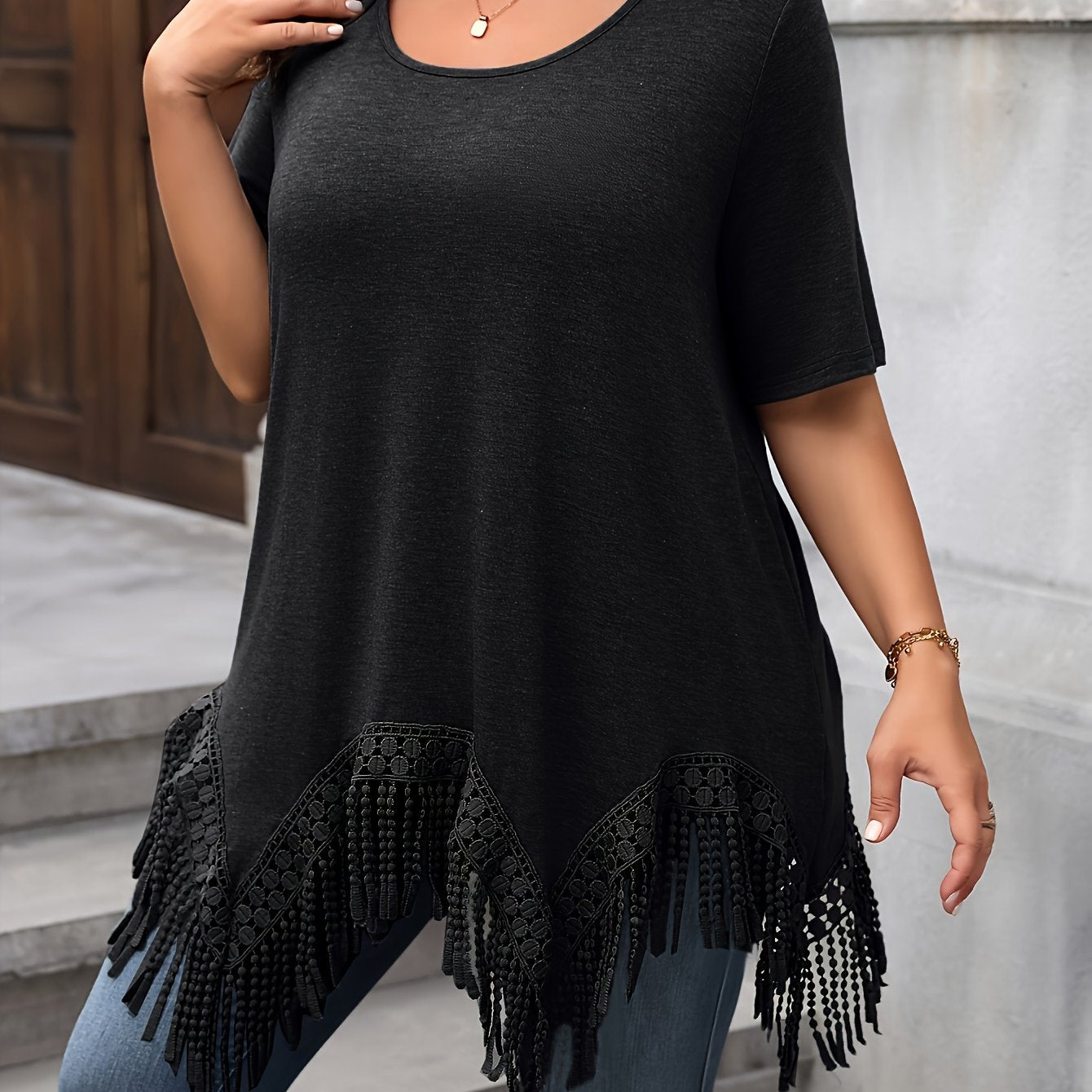 Plus Size Women's T-Shirt Polyester Crew Neck Solid Color All Season