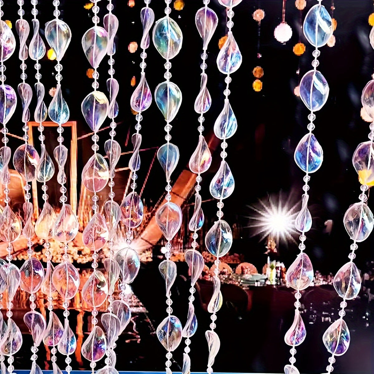 Guirnalda de cuentas de acrílico 3m, cuentas blancas y transparentes, decoración de boda y Navidad, adorno colgante