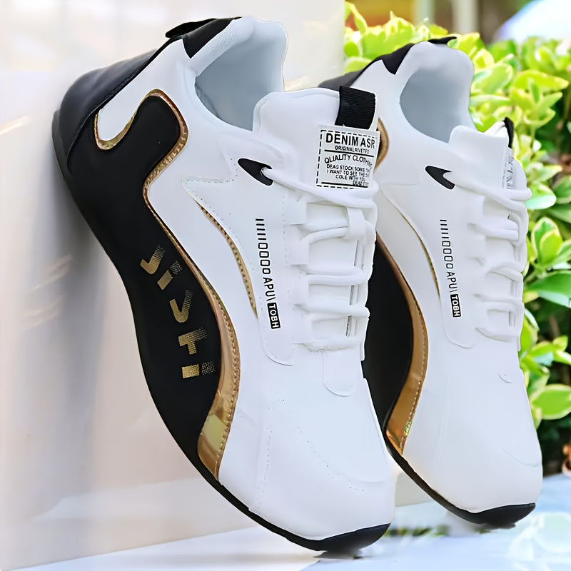 Men's Low-Top Lace-Up Sneakers Casual Walking Outdoor Travel PU Fabric PVC Sole