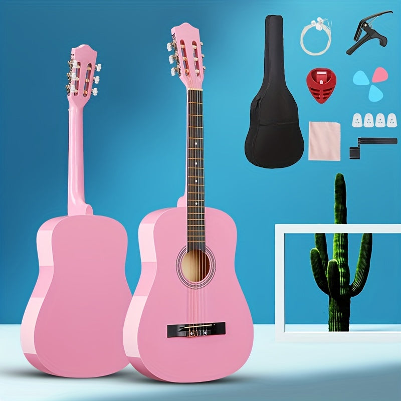 Kit de guitarra acústica clásica para adultos y adolescentes de 30/38 pulgadas con púas, bolsa y estuche