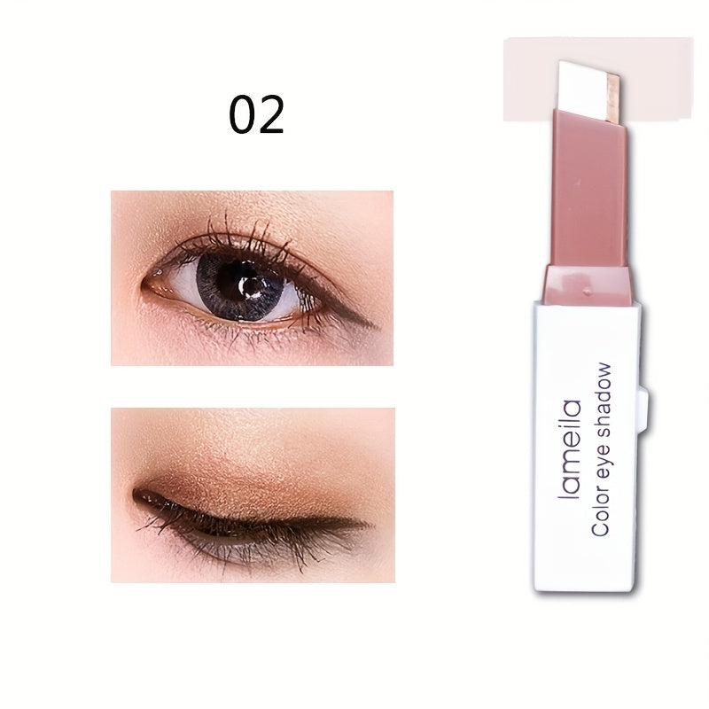 Women Two Tone Gradient Glitter Eyeshadow Stick Waterproof Long Lasting