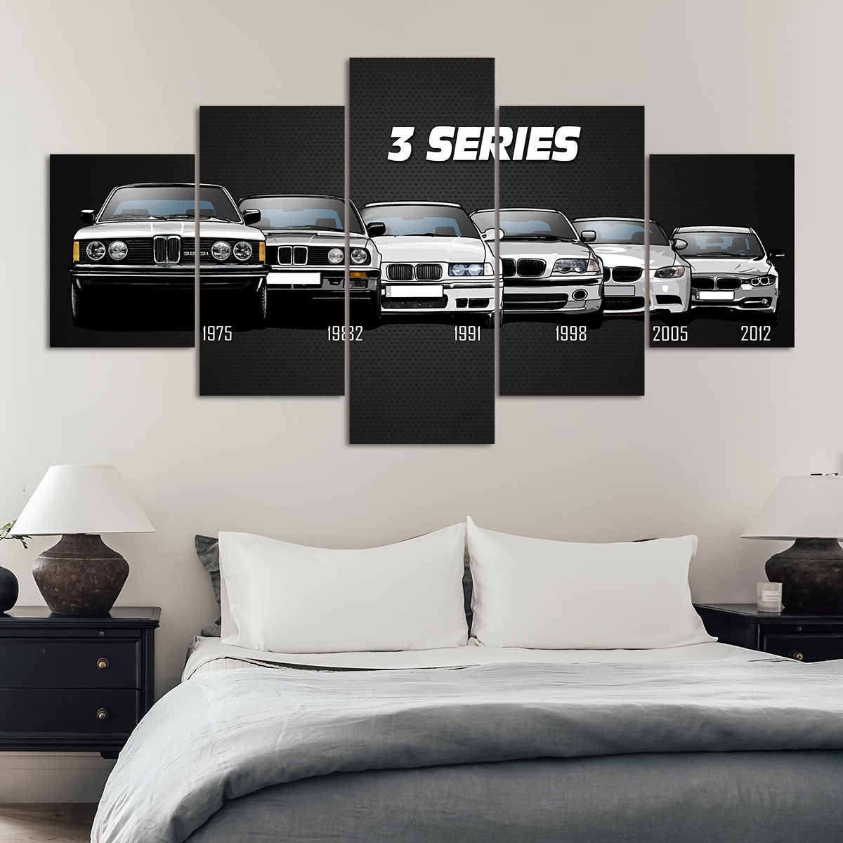 5-Piece Canvas Wall Art Set Featuring HD Racing Car Artwork for Home Decor