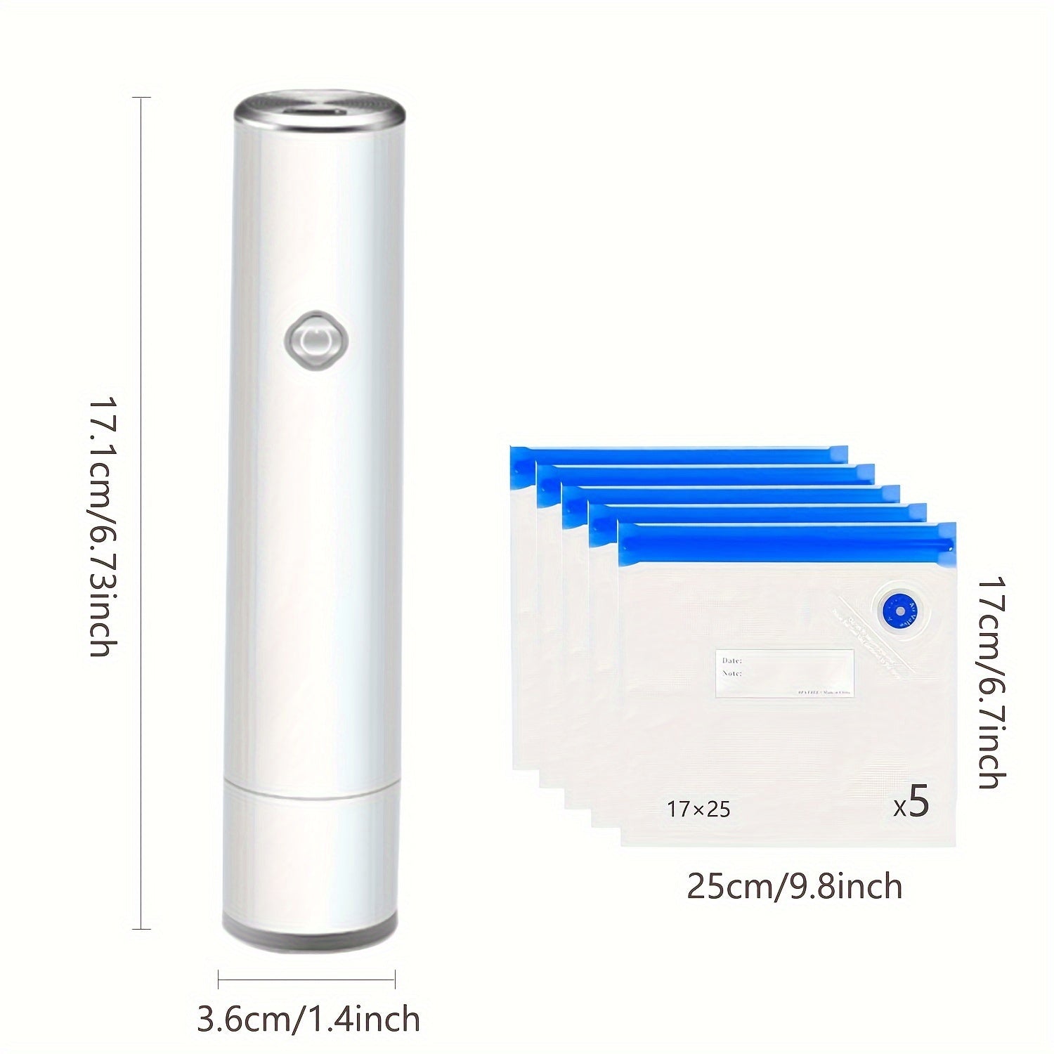Ovqat saqlash uchun qoʻl bilan ishlatiladigan vakuum yopishtiruvchi, qayta zaryadlanadigan va ko‘p funksiyali.