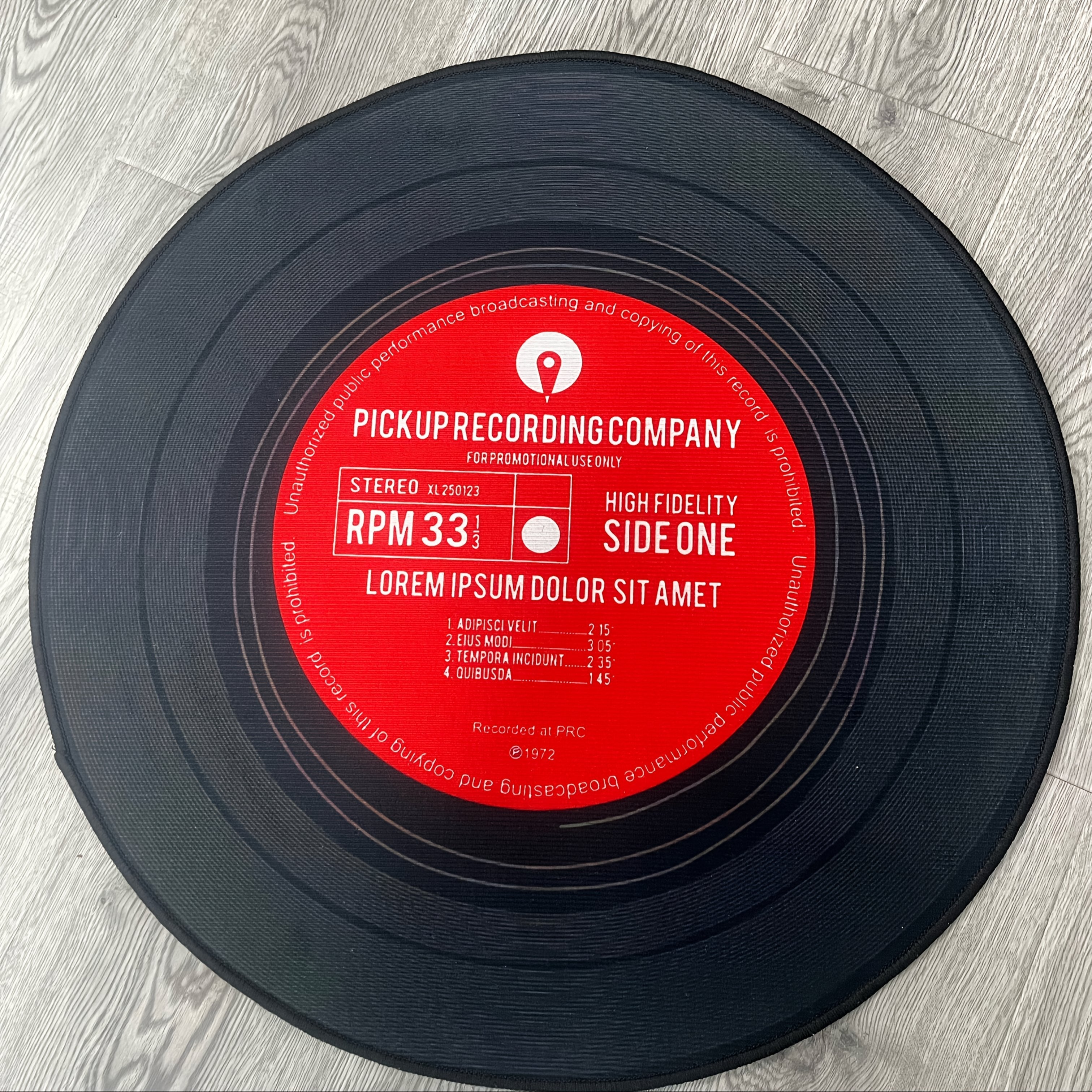 Qora vinil yozuv plitasi mato uchun osma savat, aylanadigan stul uchun pol himoyachisi