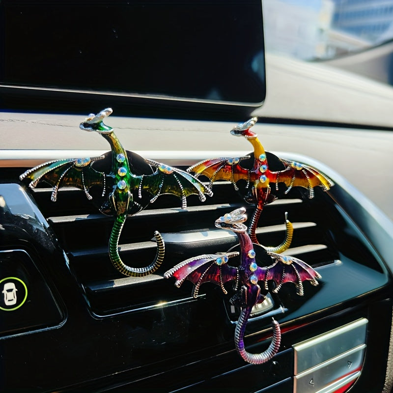 Avtomobil havo tozalovchi kliplar qanotli ajdar sirti sun'iy olmos bilan bezatilgan avtomobil ventilatsiya dekoratsiyasi