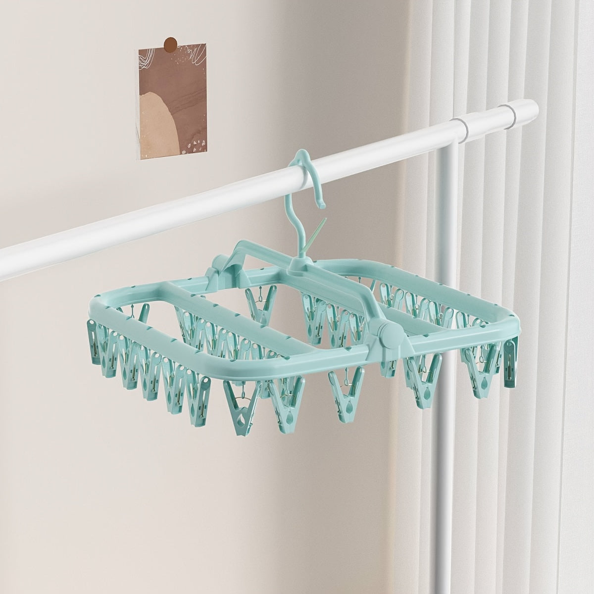 Пластиковая сушилка для одежды с 32 зажимами для нижнего белья и носков, экономящая место вешалка для одежды