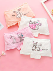 Girls' Cotton Boxer Briefs 4-Pack Soft Breathable Stretchy Underwear for Kids