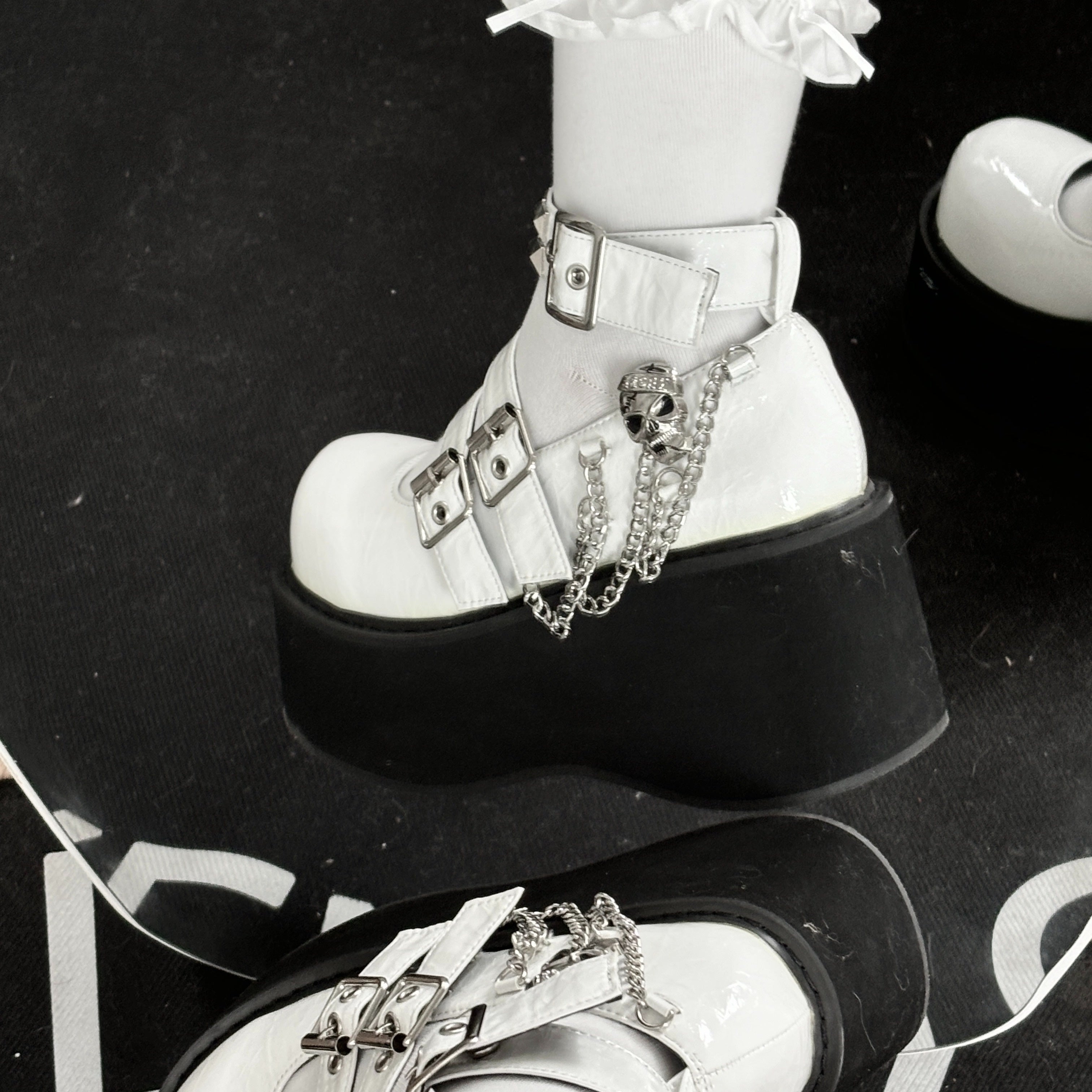 Women's Punk Gothic Studded Leather Thick Sole Shoes