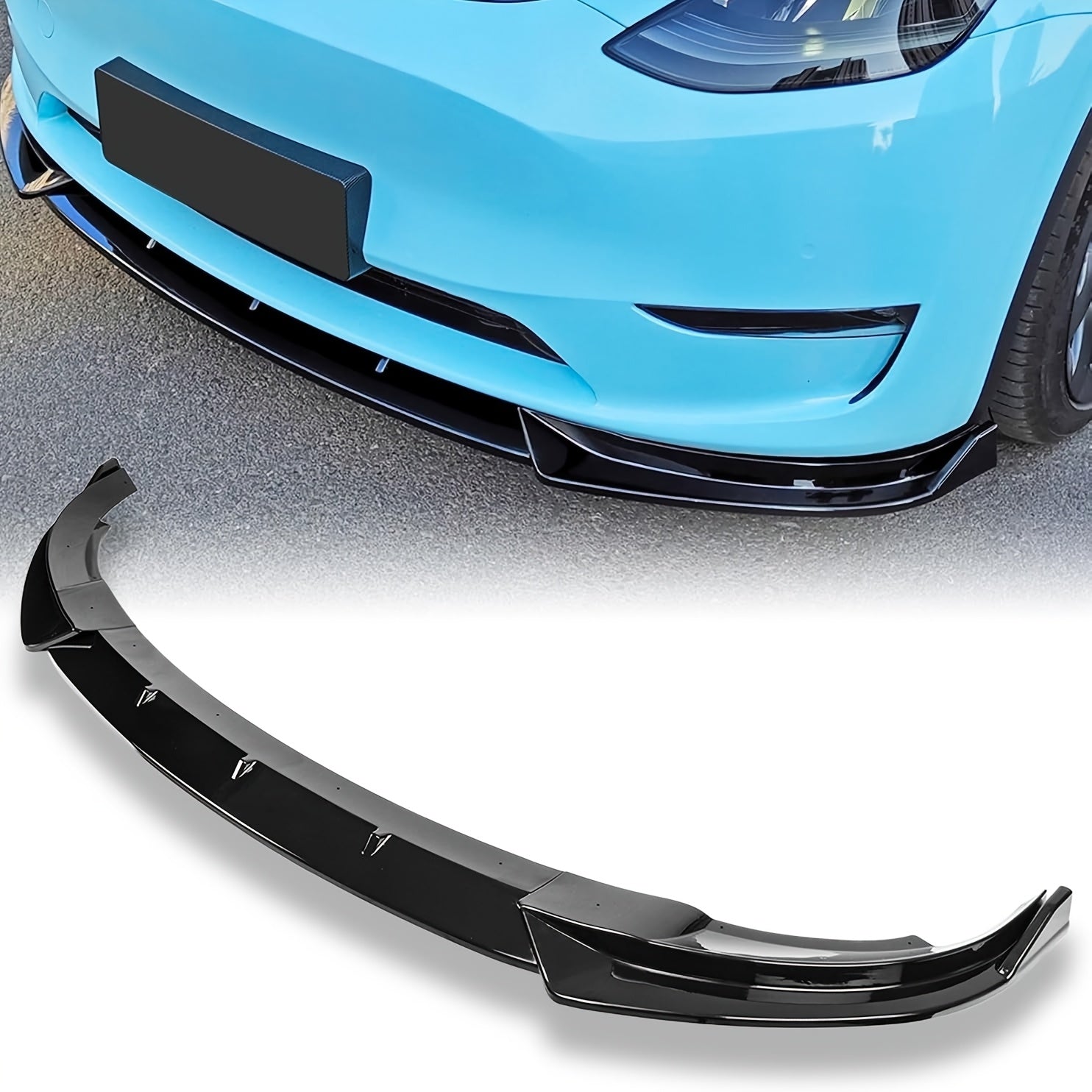 Front Bumper Lip Splitter Kit Black Carbon Fiber Style for Model Y