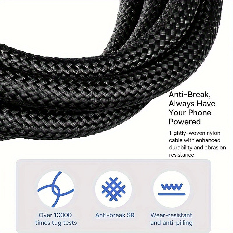 Fast Charging USB-C to Type-C Nylon Cable for Samsung MacBook iPad Xiaomi 60W