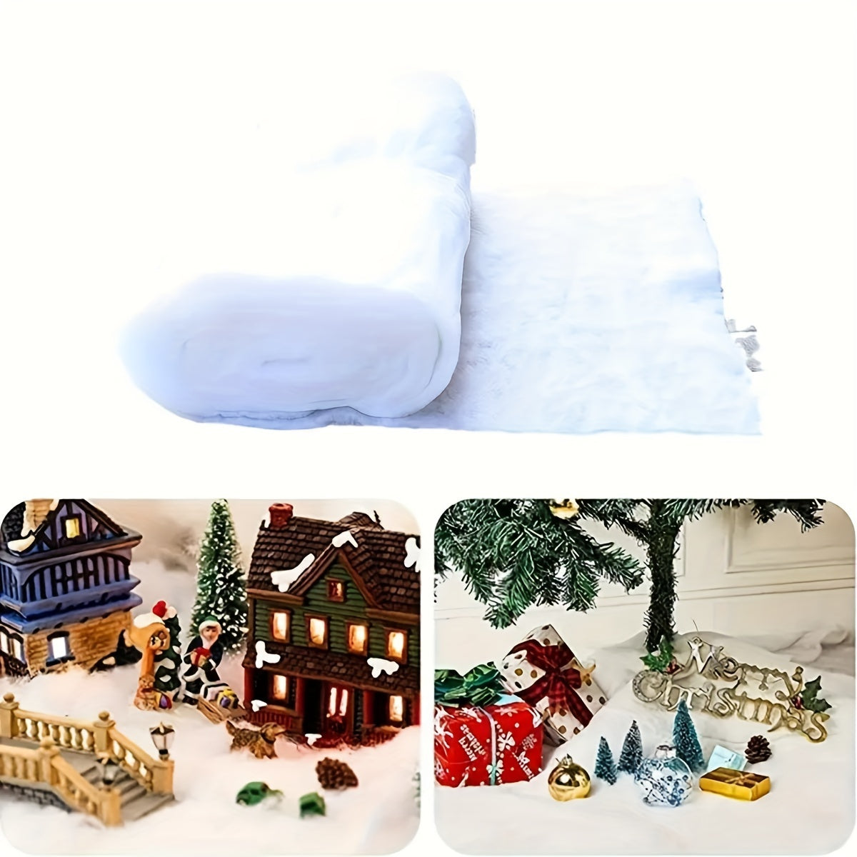 Artificial Snow Decor for Christmas and Holiday Decorations, Includes Snowballs and Backdrops
