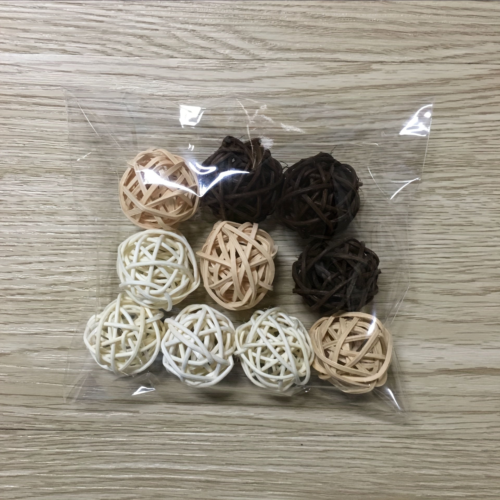 Decorative Woven Balls Set of 10 Natural Wood Coffee White for Wedding Christmas Decor
