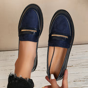 Women's Navy Blue Slip-On Loafers - Comfortable Casual Dress Shoes
