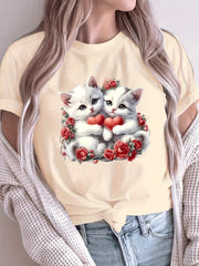 Women's Loose Large Size T-Shirt Casual Short Sleeve Breathable Fabric