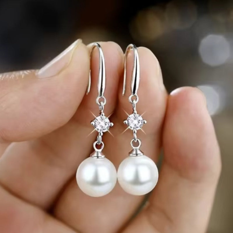 Sterling Silver Pearl Earrings for Women Vintage Style Bridal Party Gift