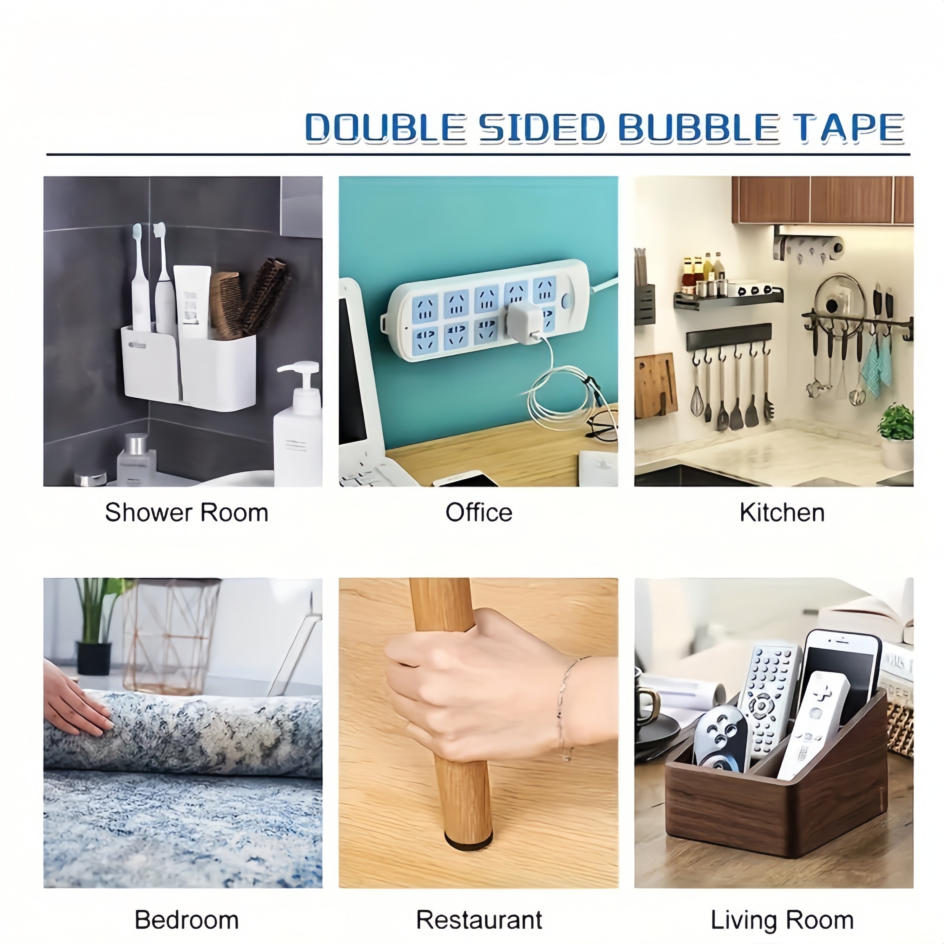 20 dona ikki tomonlama ko'pikli yopishqoq lenta, hammom aksessuarlarini o'rnatish uchun