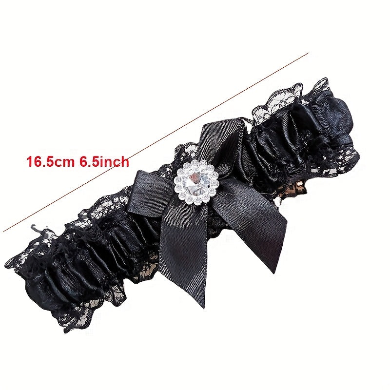 Lace Garter Belt with Mesh Bow for Wedding and Special Occasions