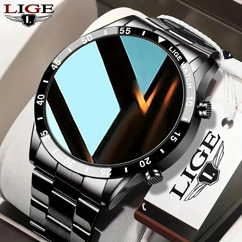 Men's Touch Screen Steel Band Waterproof Fitness Smartwatch for Sports and Activity