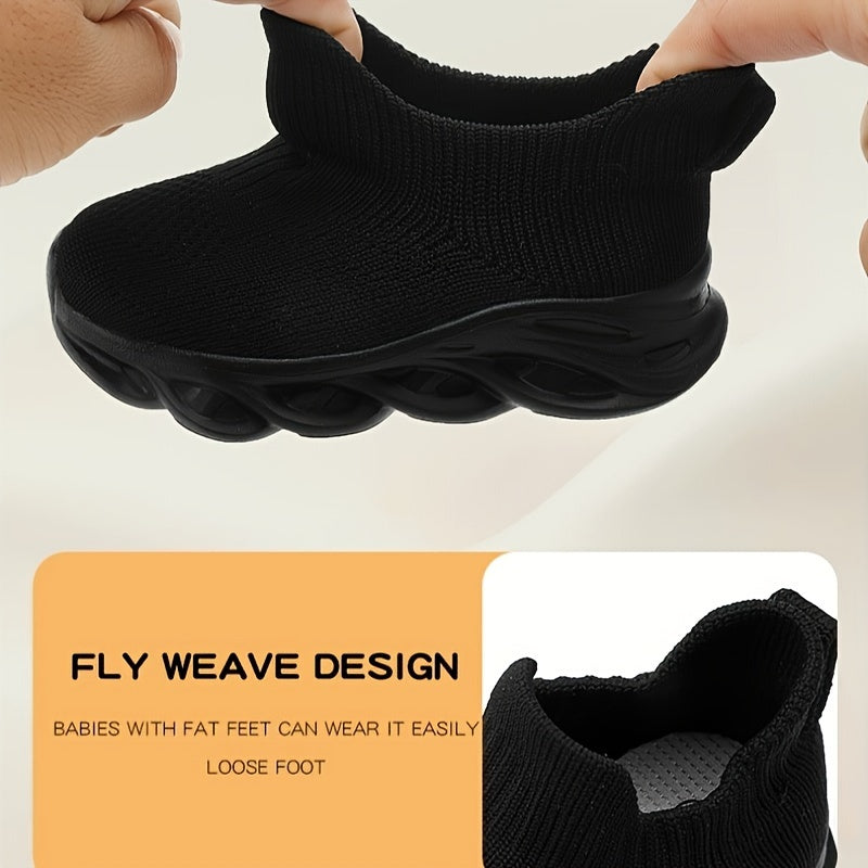 Kids Breathable Slip-On Sneakers with Stretchy Knit Fabric and EVA Sole for Running and Casual Wear