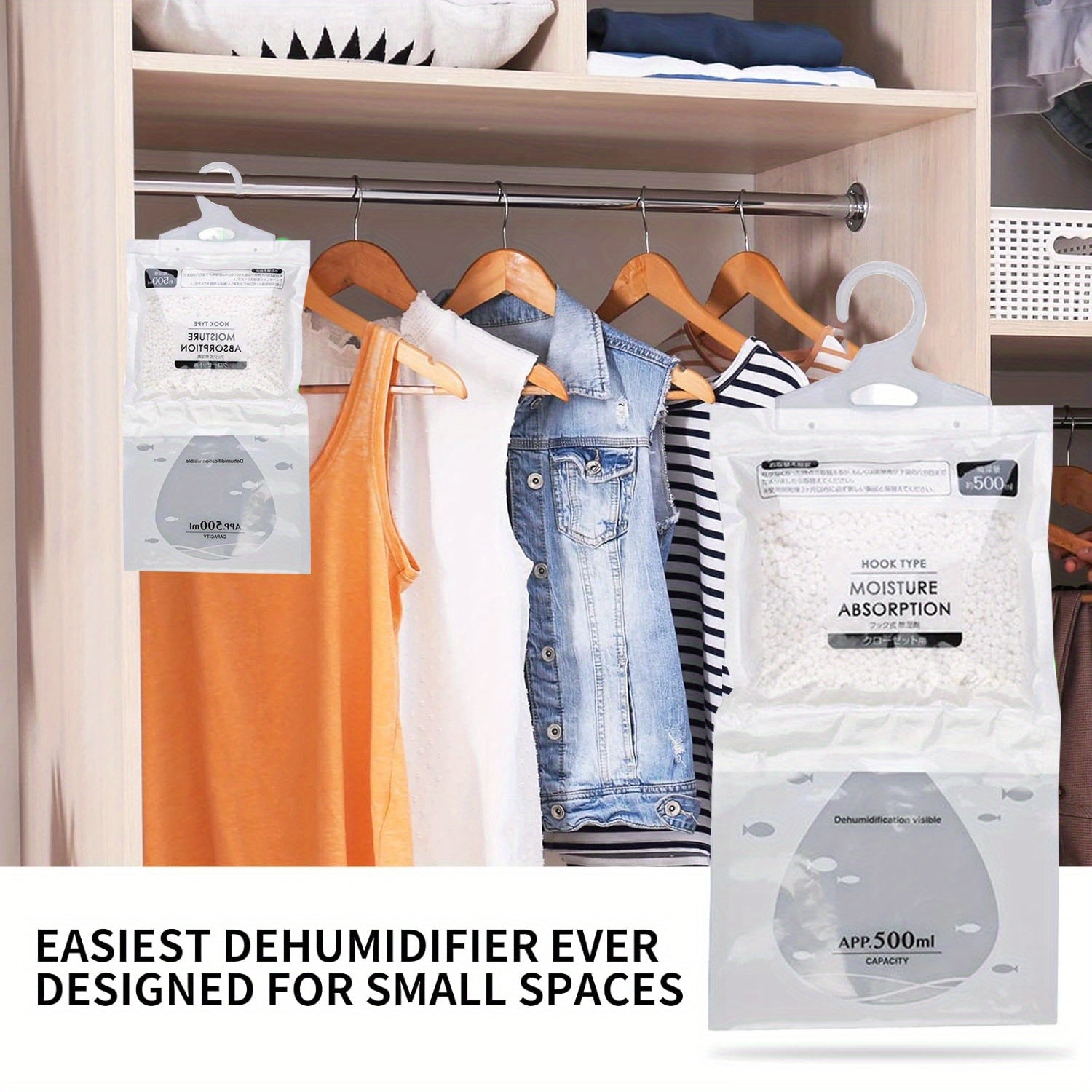 8PCS Hanging Dehumidifier Bags Large Capacity Moisture Absorbers for Closet Bathroom Basement