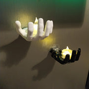 Contemporary Hand-Shaped Wall Hook with Candle Holder Strong Adhesive Holds Up to 1kg for Keys Towels Bathroom Bedroom
