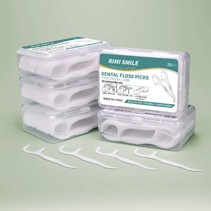 50 Pack Dental Floss Picks Deep Clean Floss Portable Disposable Oral Care