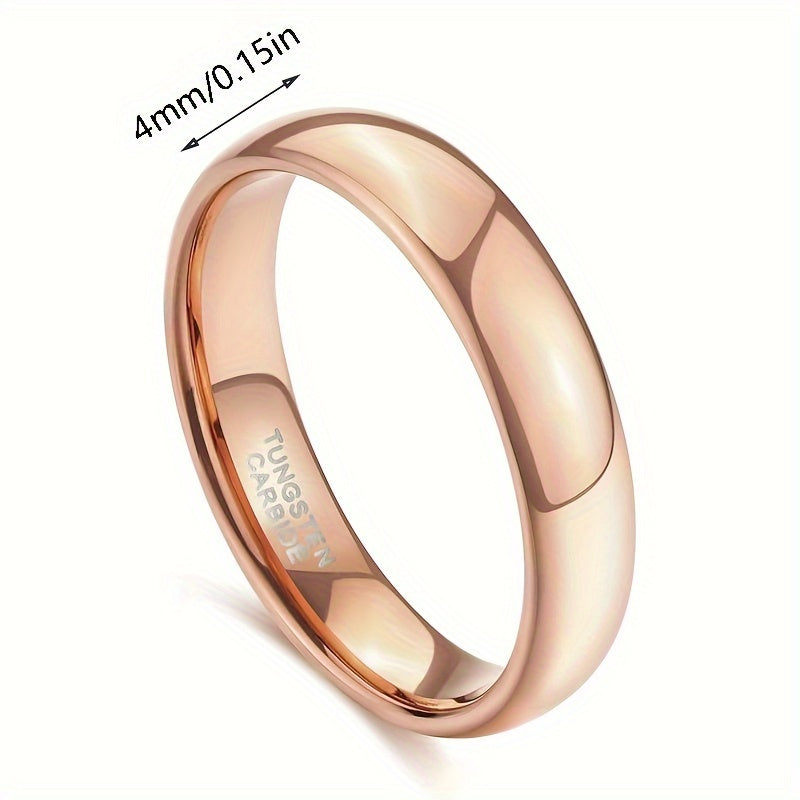 Unisex Rose Gold Tungsten Steel Ring 4mm Minimalist Wedding Engagement Sizes 4-13