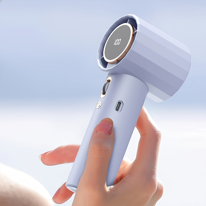 Portable Handheld Fan with Ice Cream Design, USB Charging, Digital Display, 100 Speeds