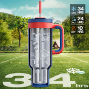 50oz Insulated Stainless Steel Tumbler with Dual Handles Leakproof Sip Lid Keeps Drinks Cold 34 Hours