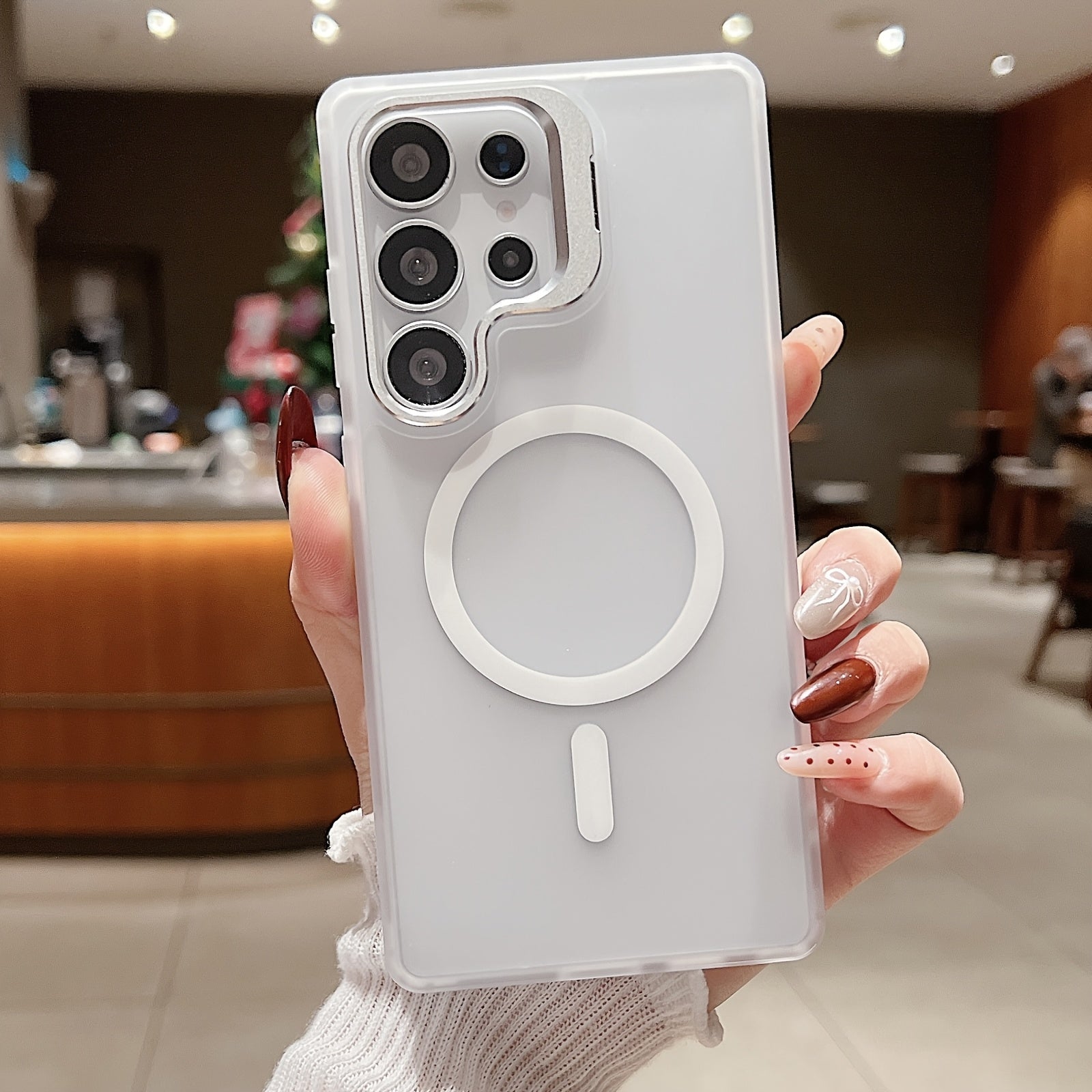 Samsung S25 Ultra Plus Magnetic Shockproof Lens Phone Case with Stand and Anti-Fingerprint Hard Cover