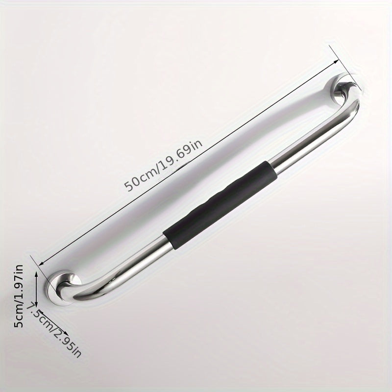 Silliq zanglamas po'latdan yasalgan hammom qo'l tutqichi, xavfsizlik va qulaylik uchun silikon tutqich bilan.