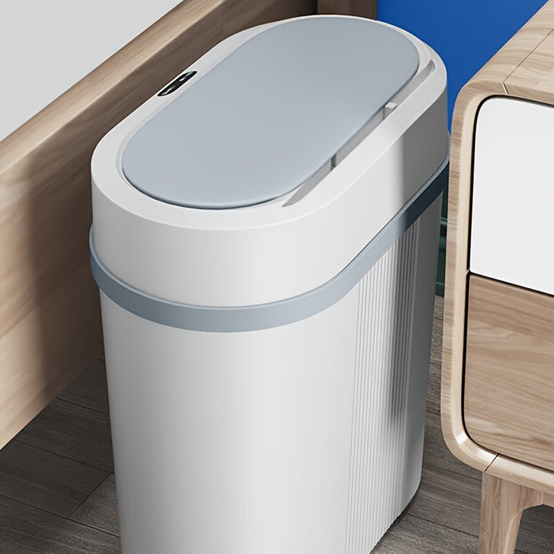 Battery-Powered Slim Smart Trash Can with Lid for Kitchen Bedroom Bathroom