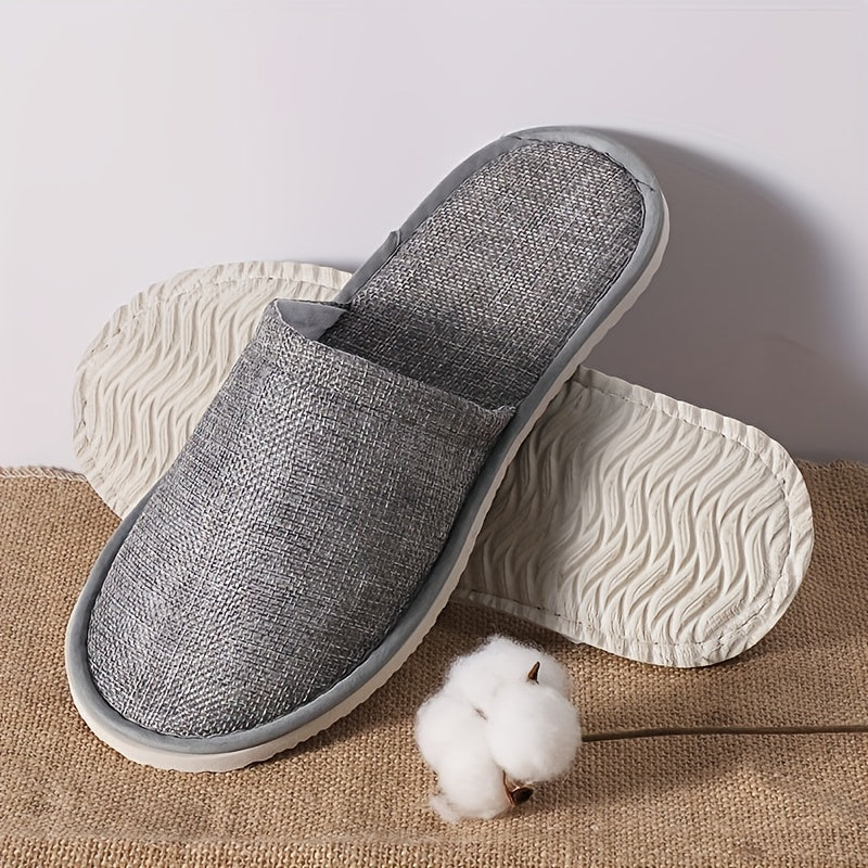 Unisex Casual Solid Color Slip-On Slippers 6 Pairs All-Season Fabric