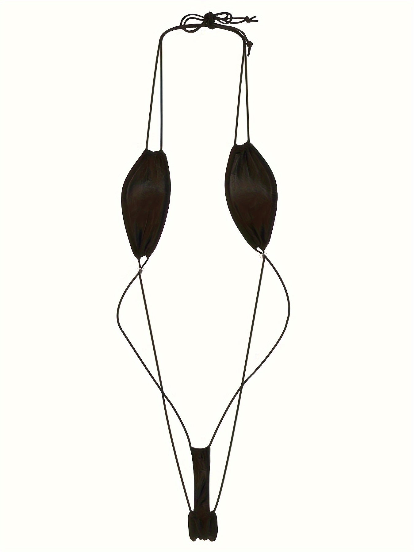 Women's Sheer Backless Halter Teddy Lingerie Bodysuit