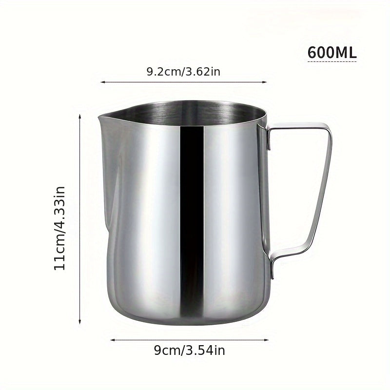 600ml Stainless Steel Handheld Milk Frother Pitcher for Latte Cappuccino Espresso