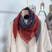 Ayollar uchun Bohemiy Linen sharf, gradient vintage bosma, 83 sm uzun sharf