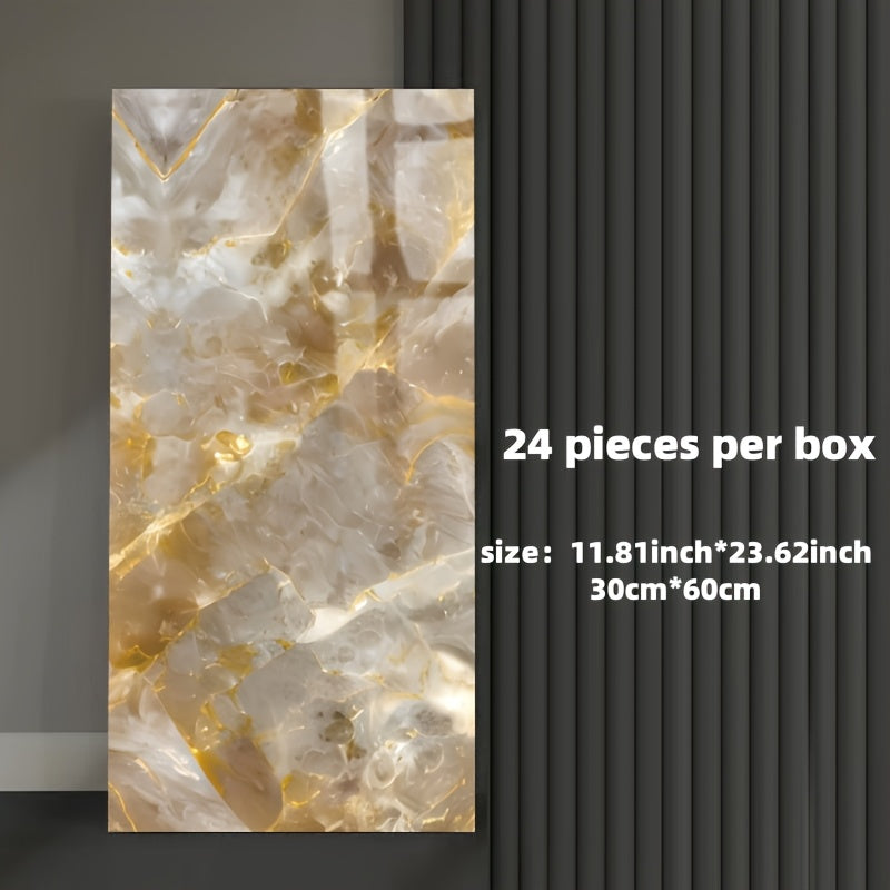 Juego de pegatinas de pared de mármol autoadhesivas para baño, cocina, sala de estar y oficina, 24 piezas