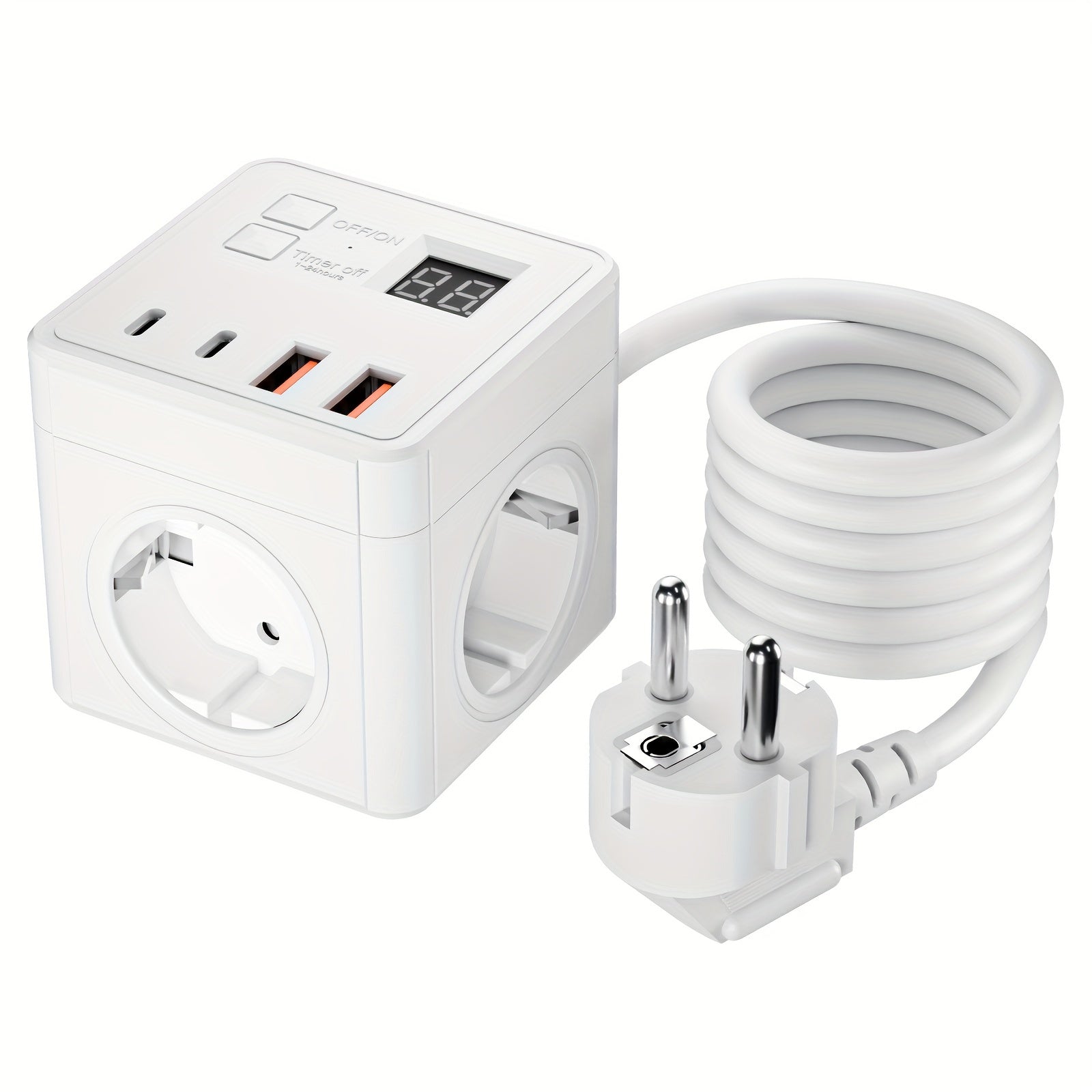 7 ta chiqishi, 2 ta USB porti va 2 ta Type-C zaryadlash stantsiyasi bilan Cube Power Strip