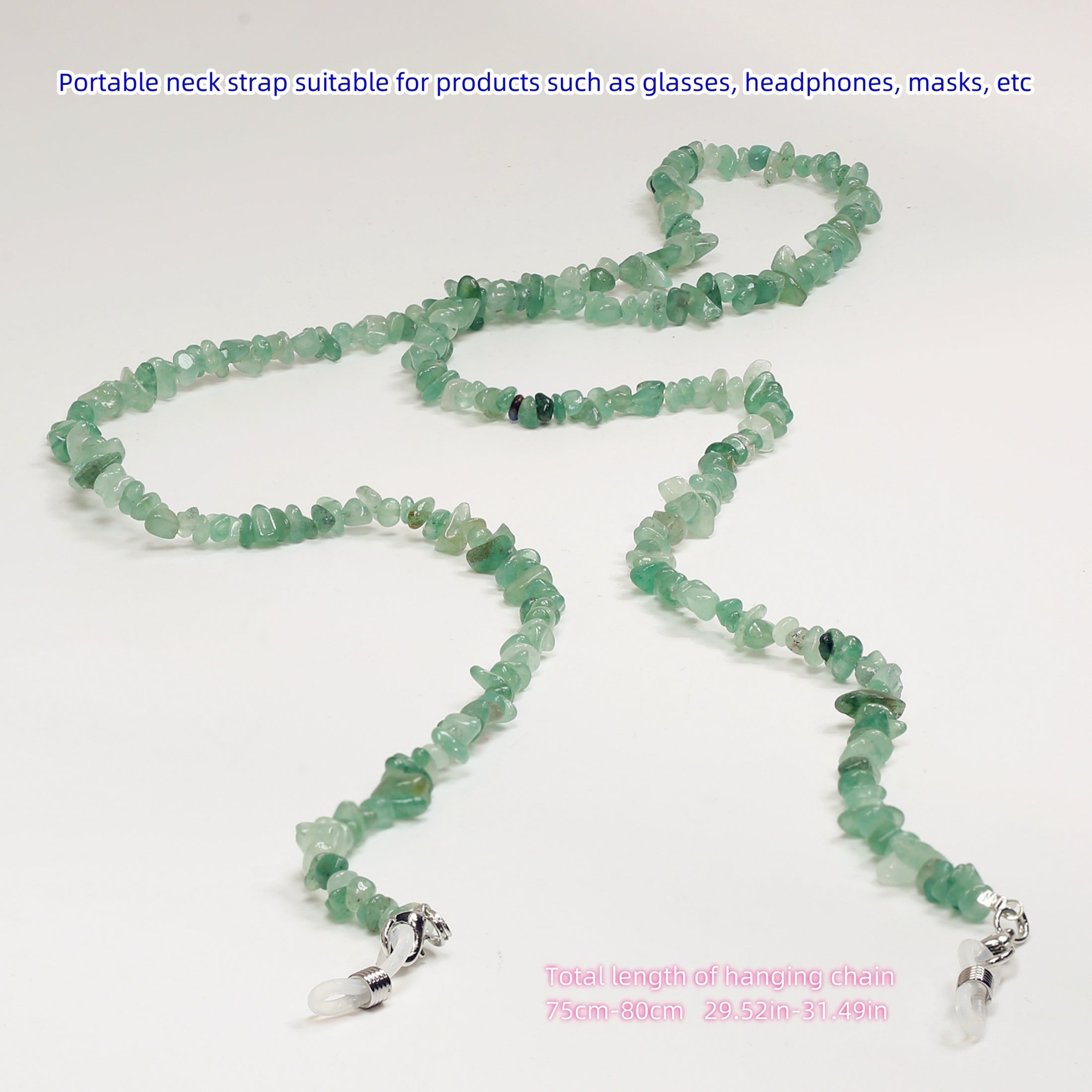 Цепочка из натуральных кристаллических чипсов с подвеской для очков и подвеской для наушников с кристаллом