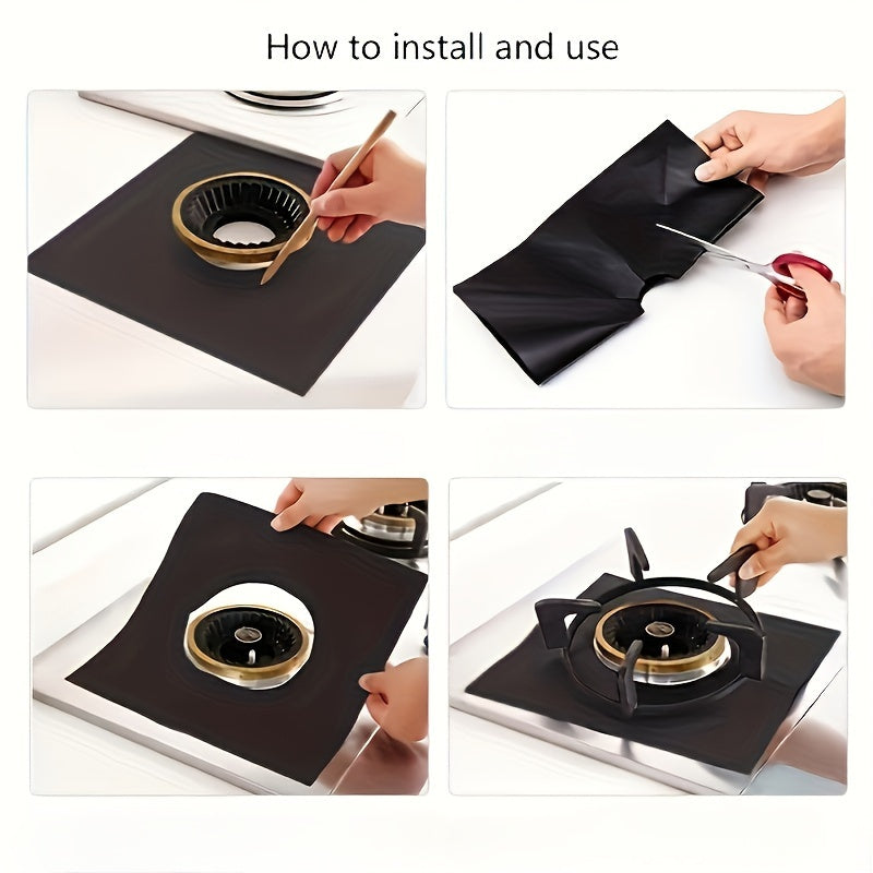 Набор из 4 многоразовых защитных накладок для газовых плит, маслостойкая и противообрастающая защита поверхности, легко моется