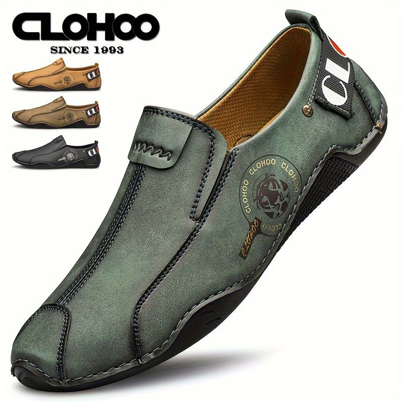 Men's Leather Loafers Slip-On Casual Shoes for Spring Summer Fall Solid Color