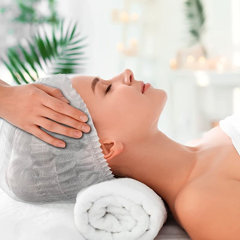 50 Pack Non-Woven Shower Caps Hair Nets with Elastic Bands, Assorted Colors