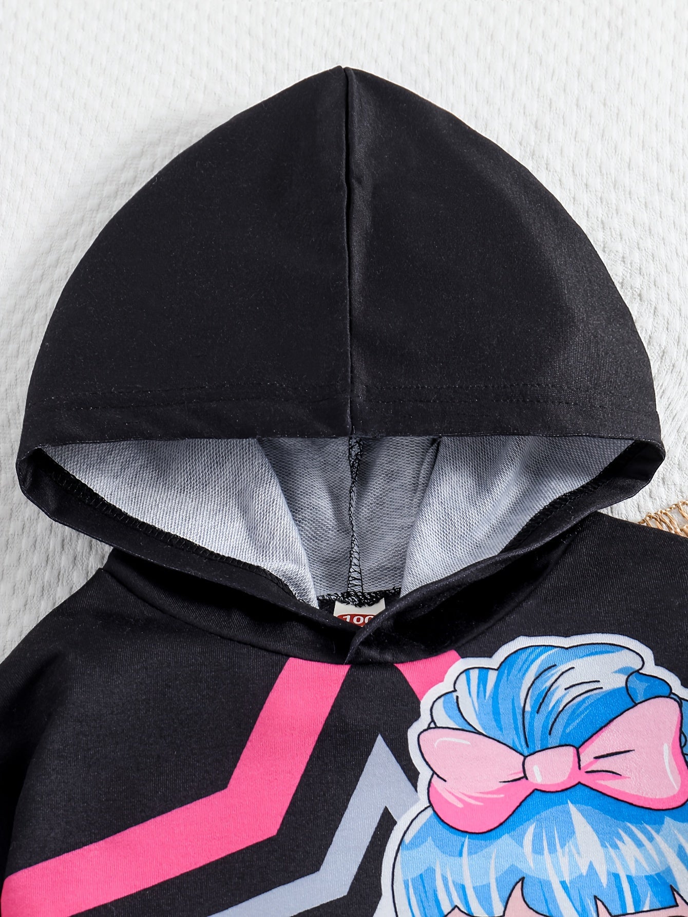 Conjunto casual de 2 piezas para niñas: sudaderas con capucha y pantalones jogger con estampado de dibujos animados para primavera y otoño