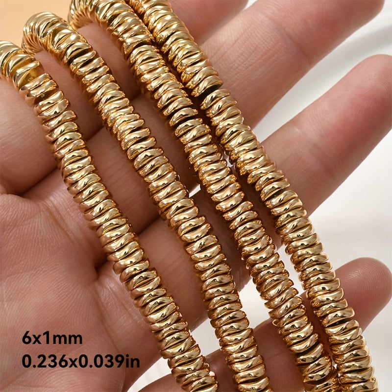 Hematite Spacer Beads for Jewelry Making 6x1mm Wavy Cutaway Beads for Bracelets and Necklaces