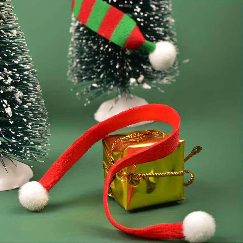 10 шт. Мини-шарфы для вина на Рождество, украшения для рождественской елки, поделки своими руками, шарфы для кукол и рождественские принадлежности.