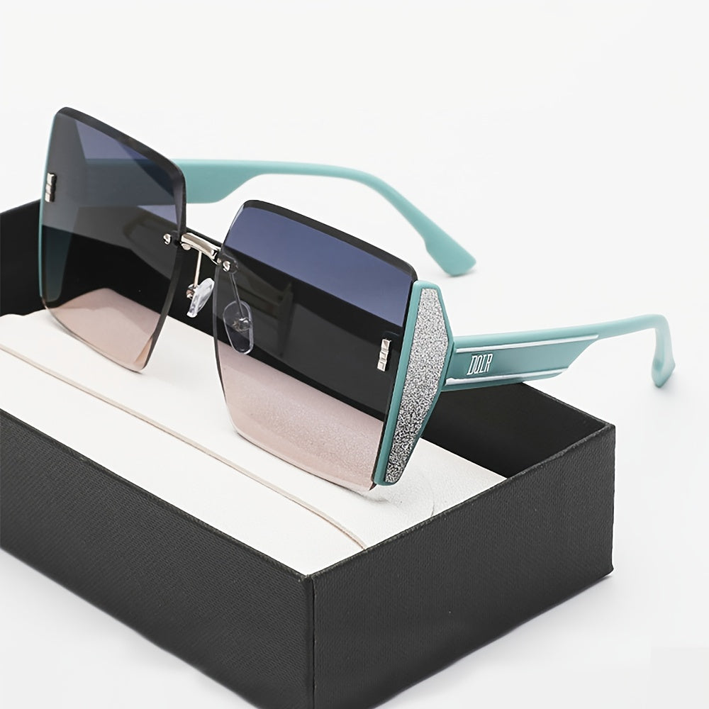 Unisex Rimless Sunglasses Large Gradient Lenses Summer Beach Travel