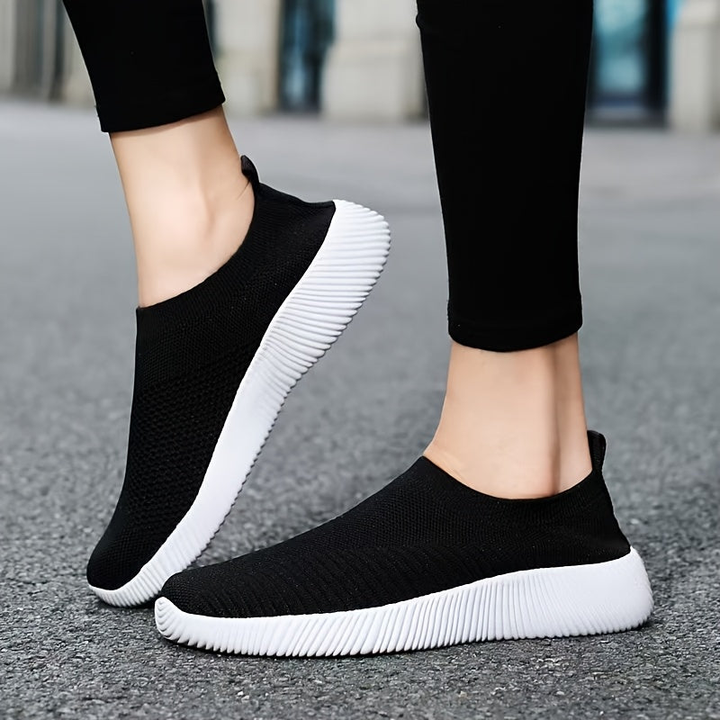 Women's Slip-On Sneakers Breathable Fabric EVA Cushioned Sole All-Season White Teal